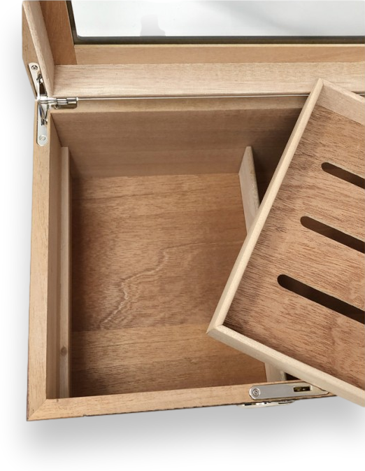 Prestige Berkeley II 100-Cigar Desktop Humidor - Interior with Tray