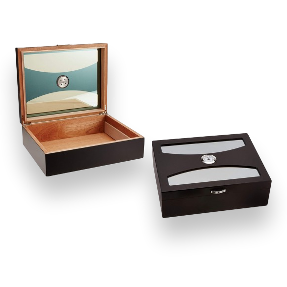 Prestige Delano 100-Cigar Desktop Humidor - Exterior Interior Front