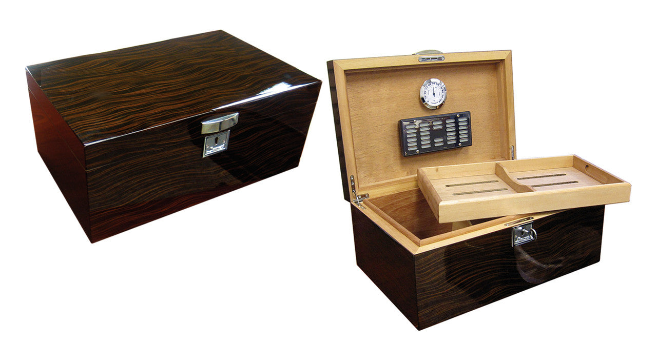 Prestige Import Group Princeton Ebony 130-Cigar Humidor - Exterior and Interior