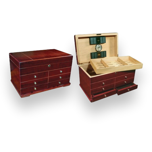 Prestige Landmark 300-Cigar Desktop Humidor - Exterior Interior