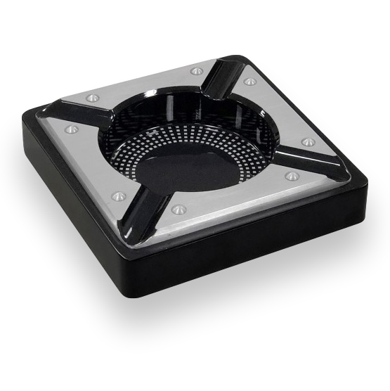 Prestige Saint Lucia Black Metal 4-Cigar Ashtray - Exterior Front