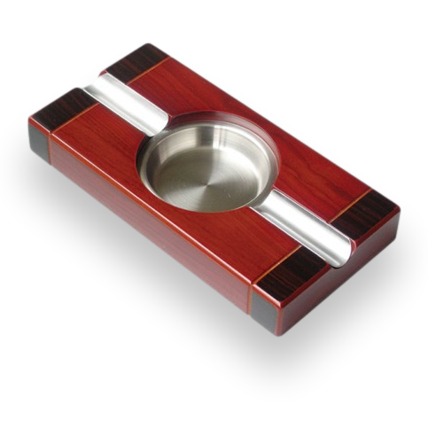 Prestige Two Tone Glossy Wood 2-Cigar Ashtray - Exterior Front