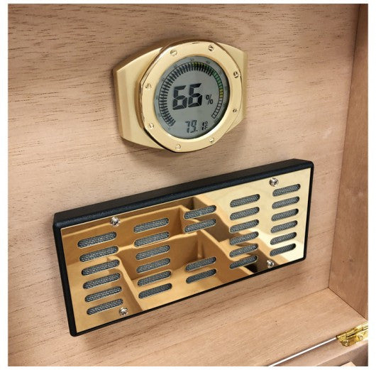 Prestige Watch Style Digital Hygrometer - Gold - Exterior Inside Humidor