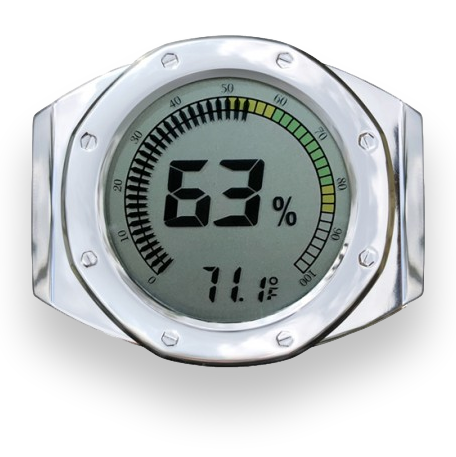 Prestige Watch Style Digital Hygrometer - Silver - Exterior Front