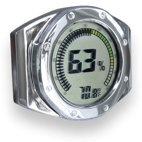 Prestige Watch Style Digital Hygrometer - Silver - Exterior Side