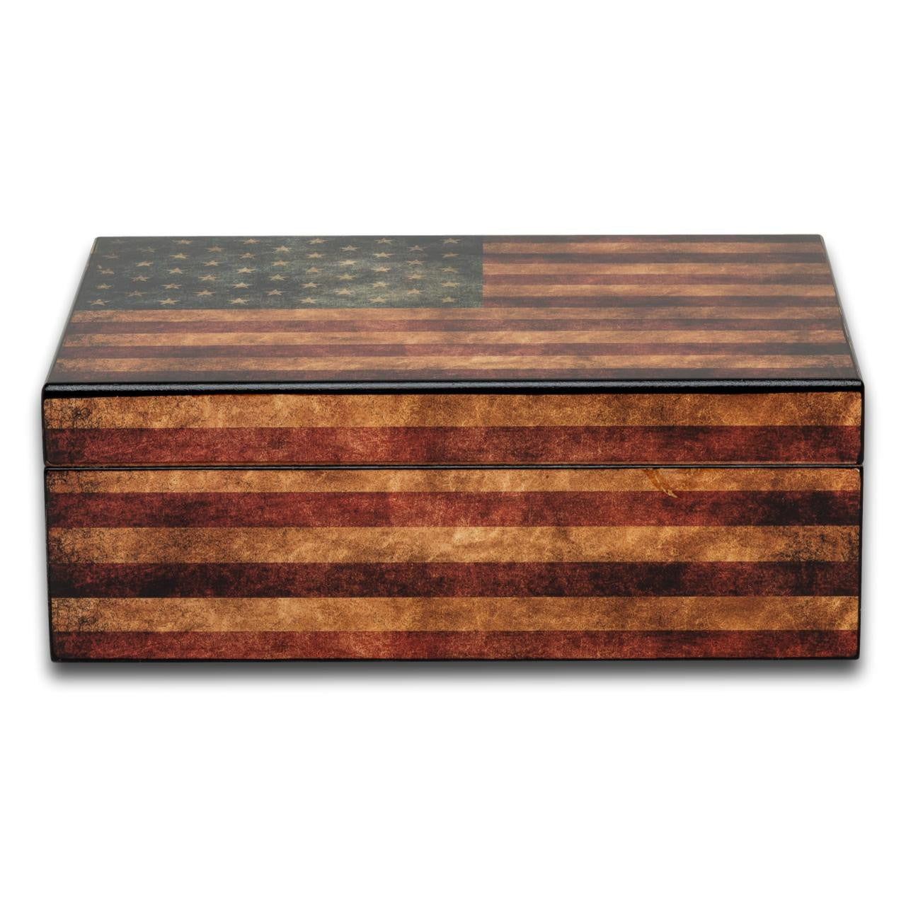 Humidor Supreme Old Glory Desktop Humidor - 25-50 Cigars - Exterior Front