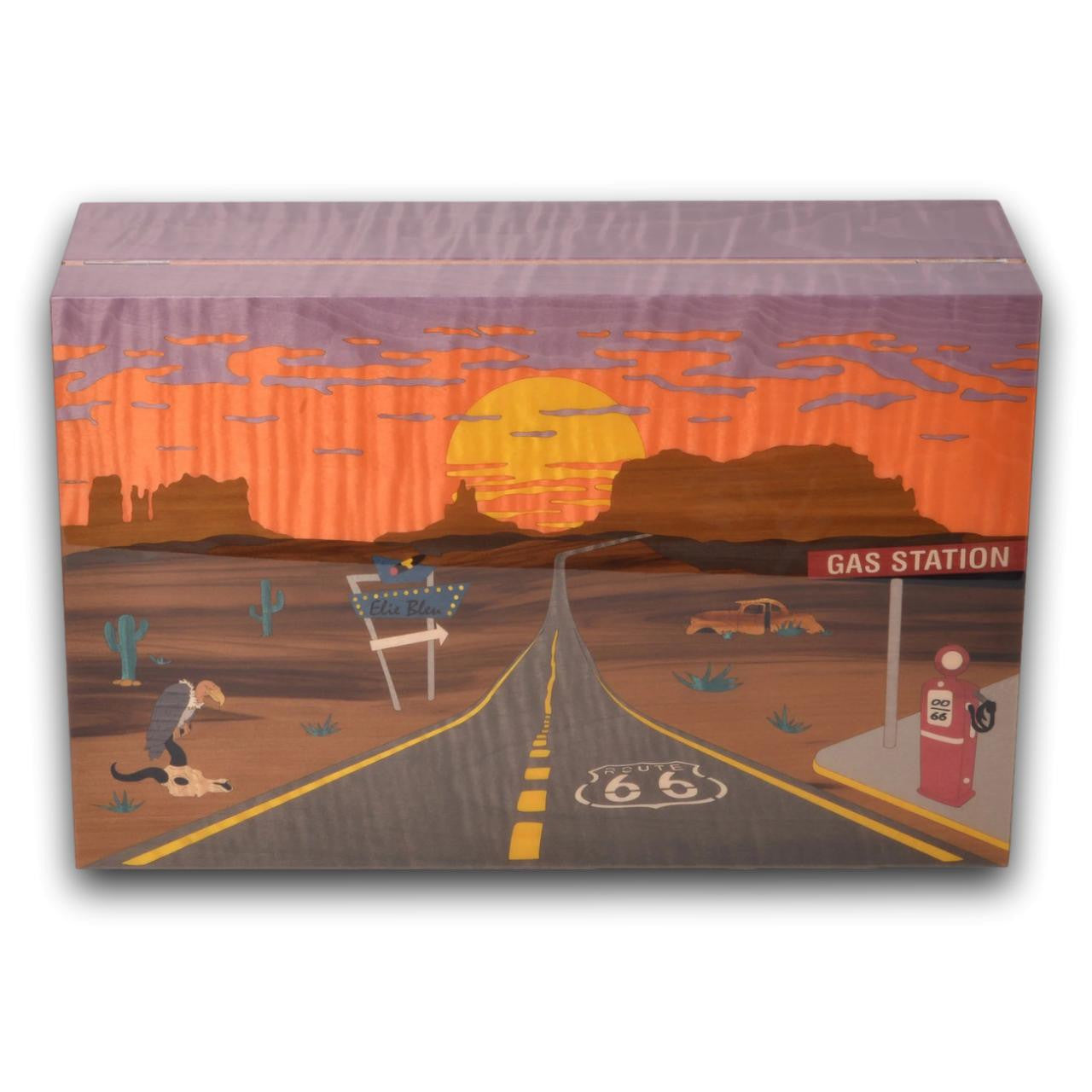 Elie Bleu Route 66 Twighlight 110-Cigar Desktop Humidor - Front