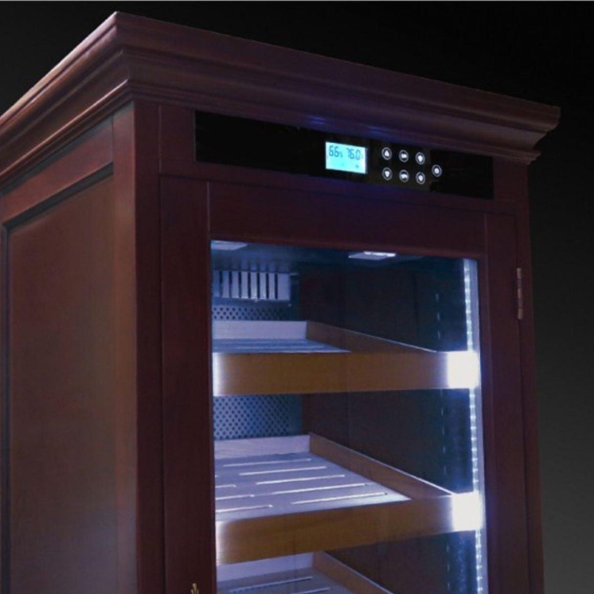 Prestige Remington 2,000-Cigar Electric Humidor - Front with Lights On