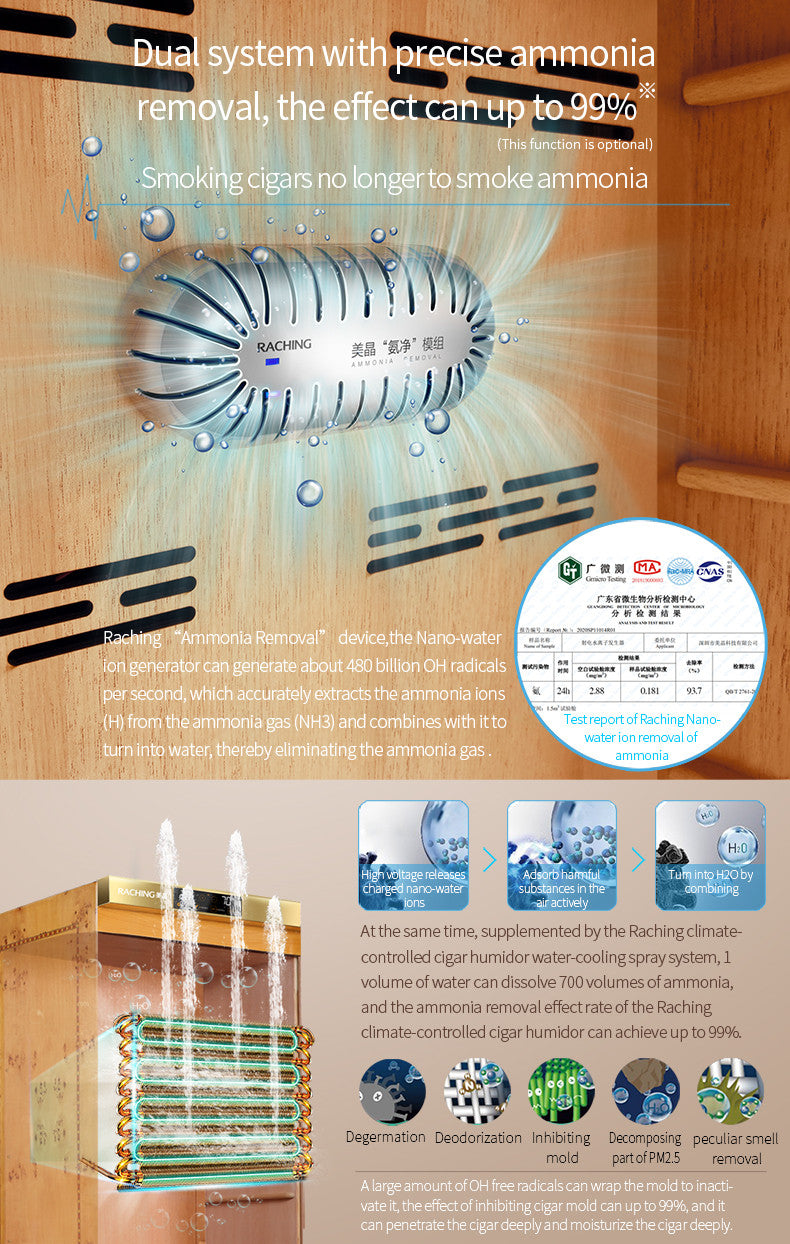 Raching MON5800A Climate Control Black Wood 4,000-Cigar Electric Humidor - Specifications