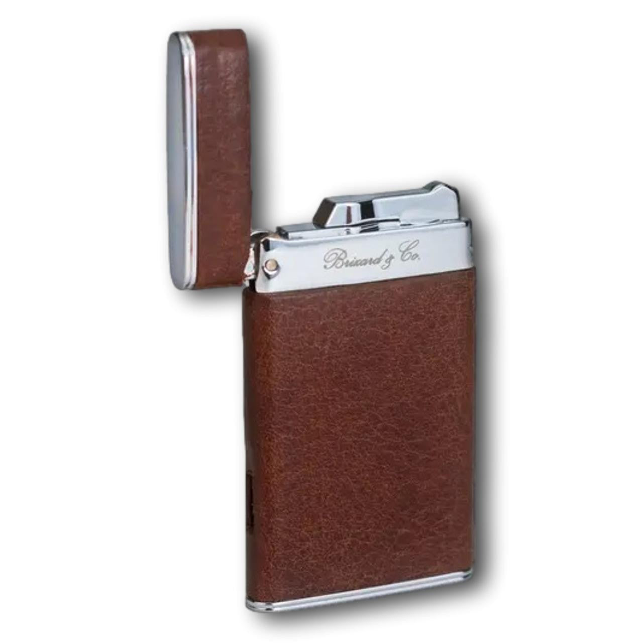 Brizard & Co Antique Saddle Sottile Torch Flame Single Jet Cigar Lighter - Lid Flipped Open