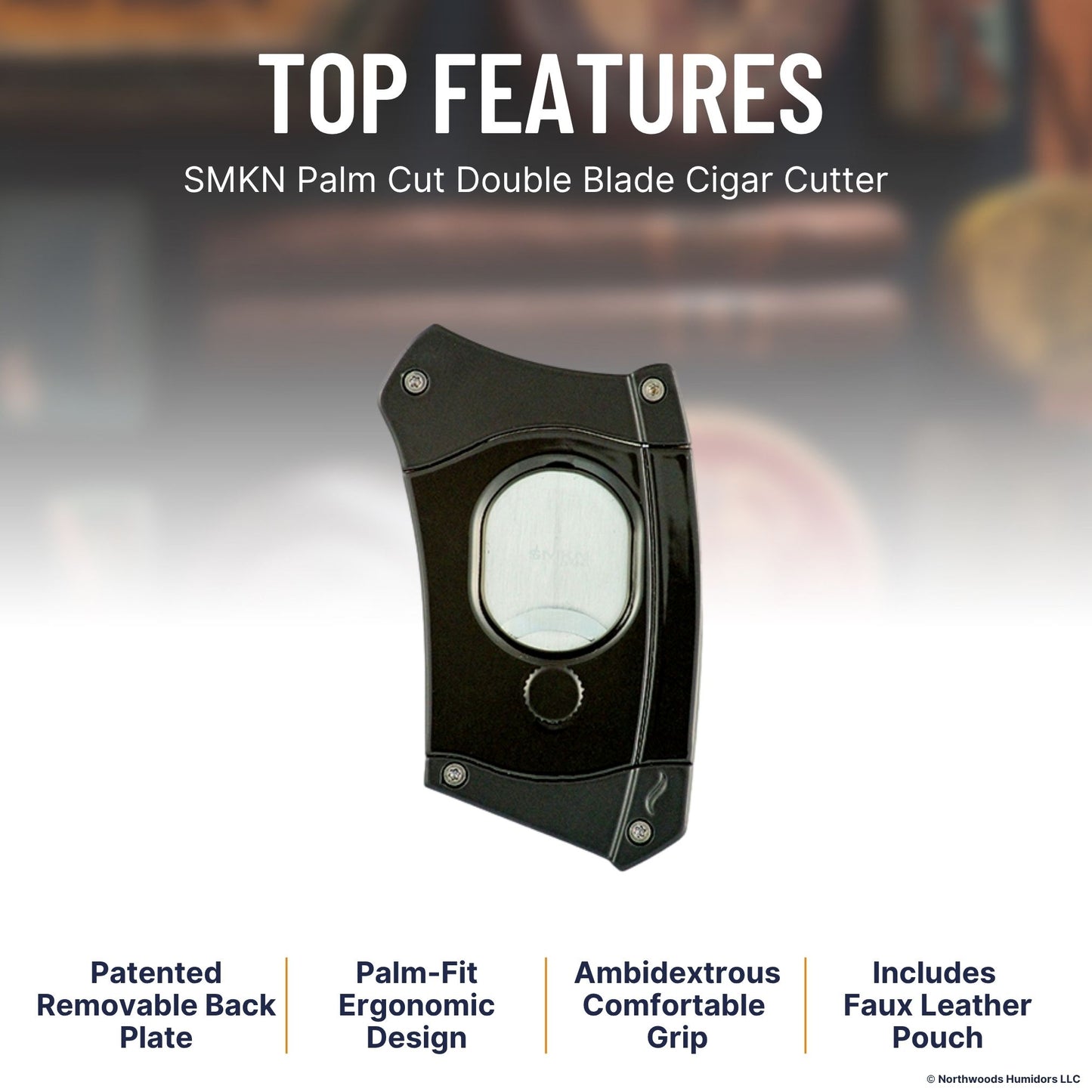 SMKN Palm Cut Double Blade Cigar Cutter - Top Features Image