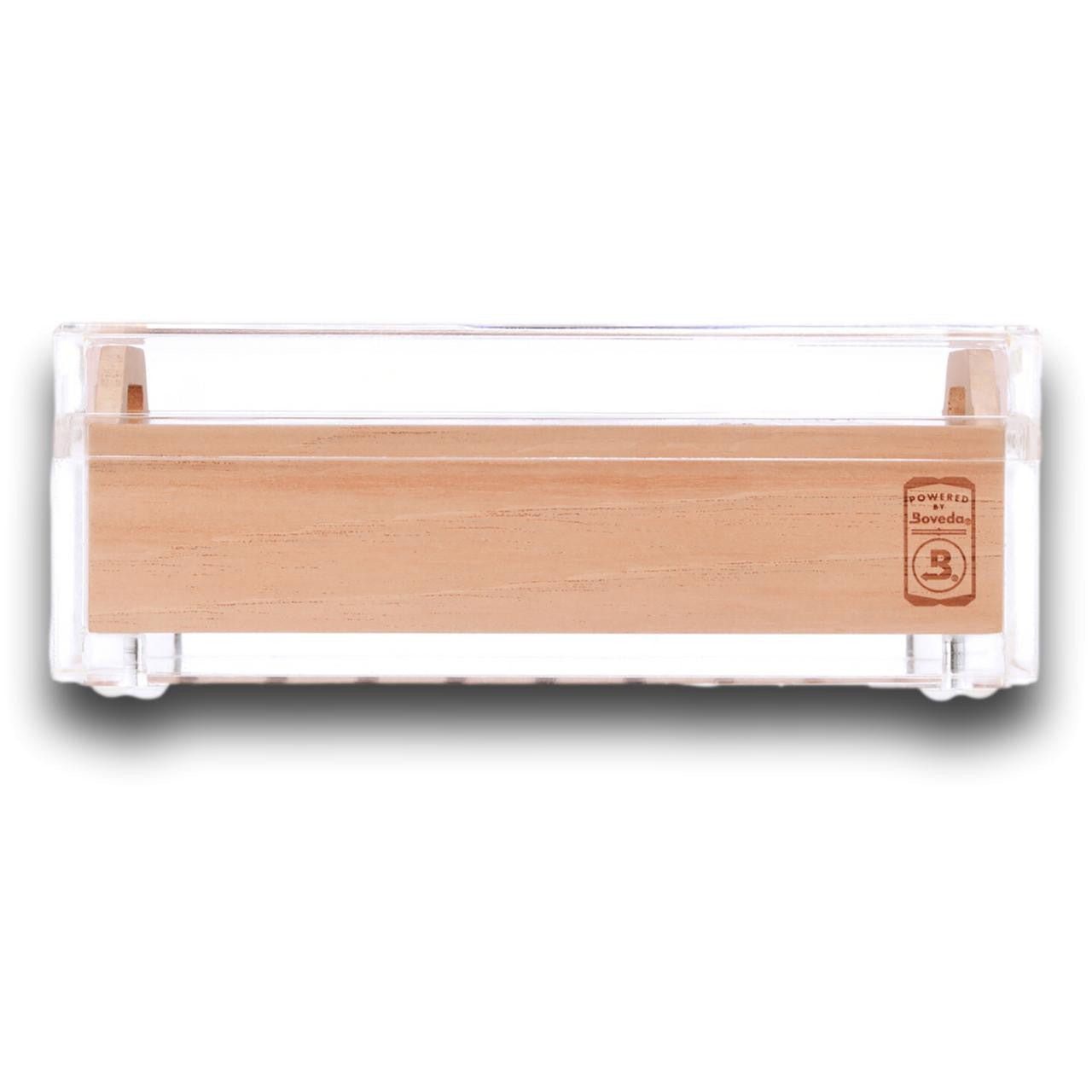 Small Acrylic 20-Cigar Humidor Powered by Boveda - Exterior Front Tray