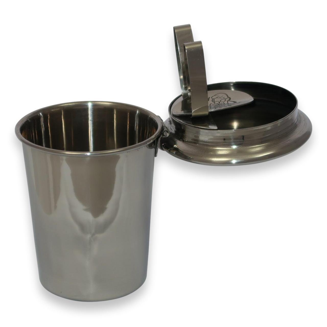 Stinky Cigar Polished Stainless Steel Metal 1-Cigar Car Ashtray  - Exterior Front Open
