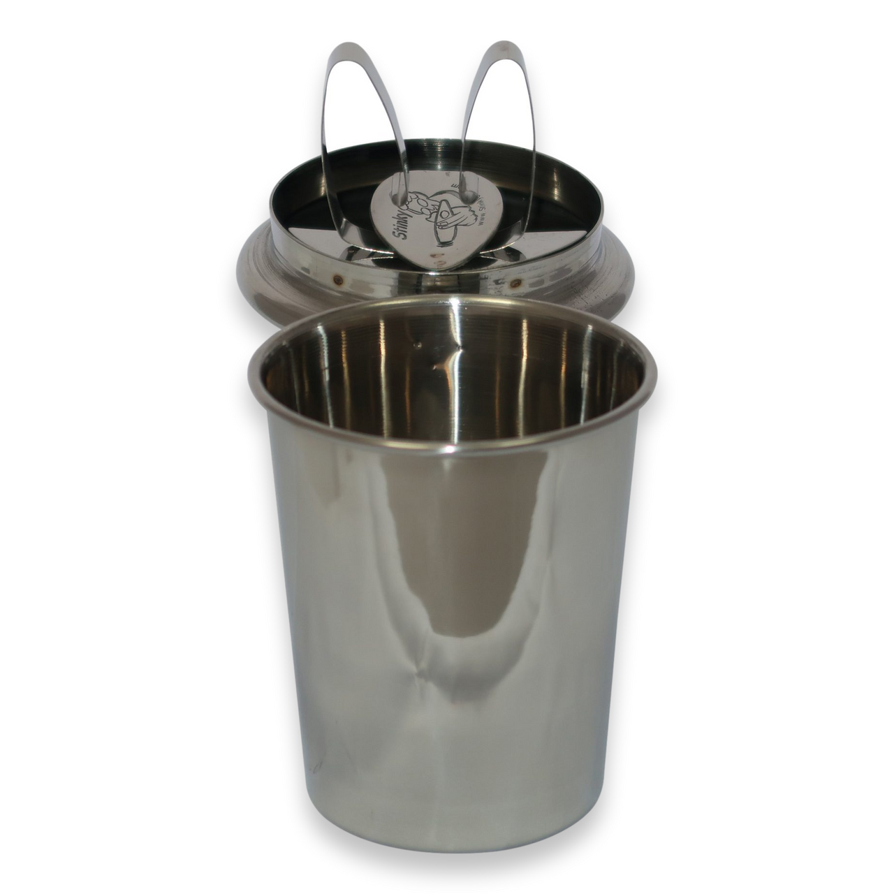 Stinky Cigar Polished Stainless Steel Metal 1-Cigar Car Ashtray  - Interior Lid