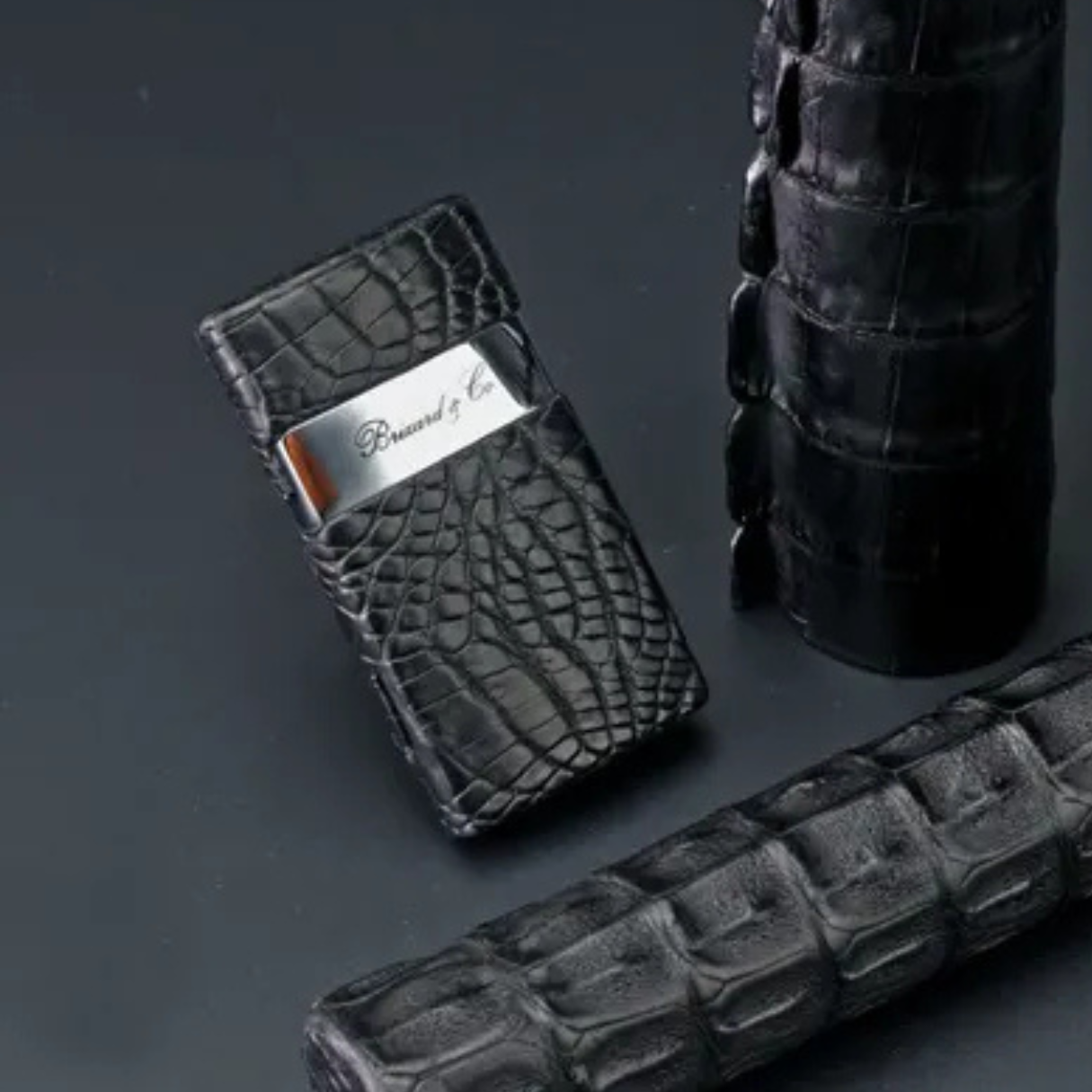 Brizard & Co Crocodile Black Venezia Torch Flame Single Jet Cigar Lighter - Collection Set 1