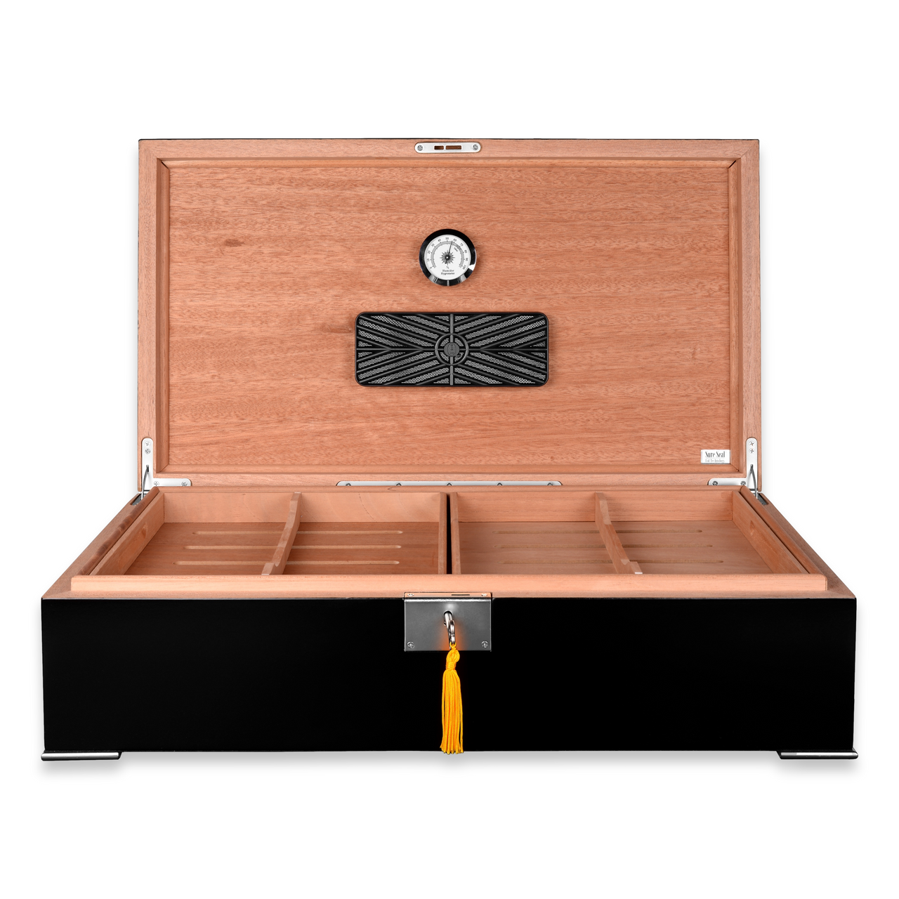 Humidor Supreme Valentino Noir 250-Cigar Desktop Humidor - Open Lid Front