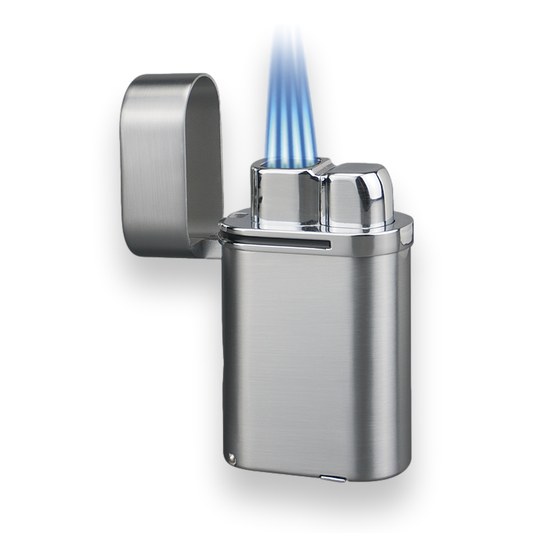 Vector Viking Table Top Cigar Lighter - Chrome Satin - Exterior Front