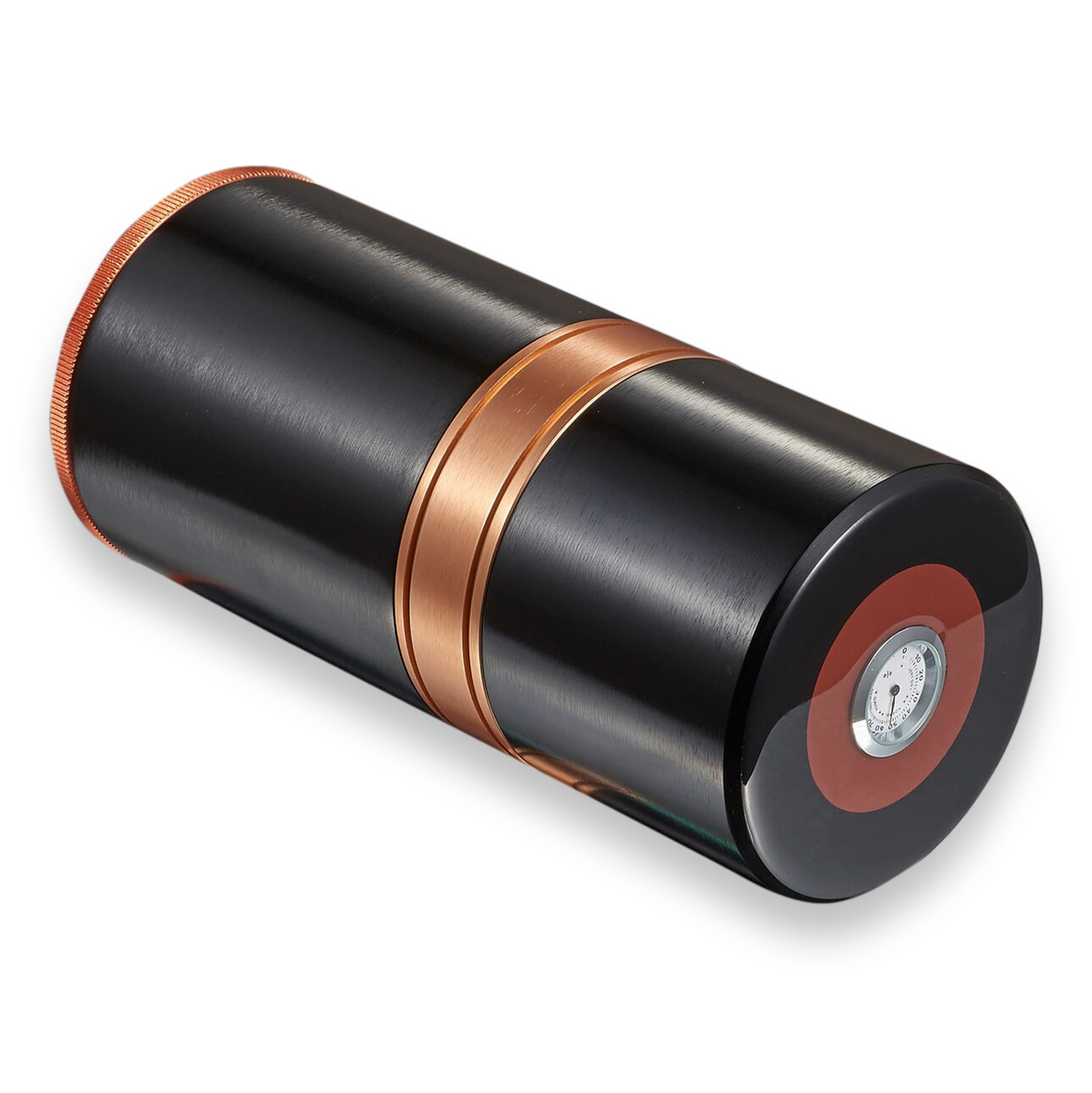 Visol Big Joe 7-Cigar Travel Humidor - Black and Copper Trim - Exterior Front