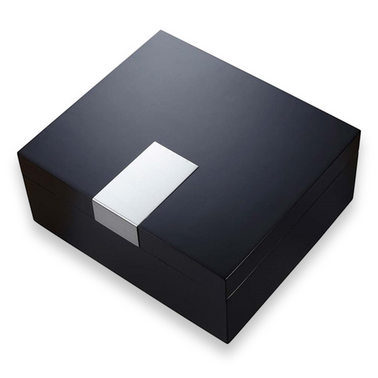 Visol Marcus Black Matte 50-Cigar Desktop Humidor  - Exterior Front