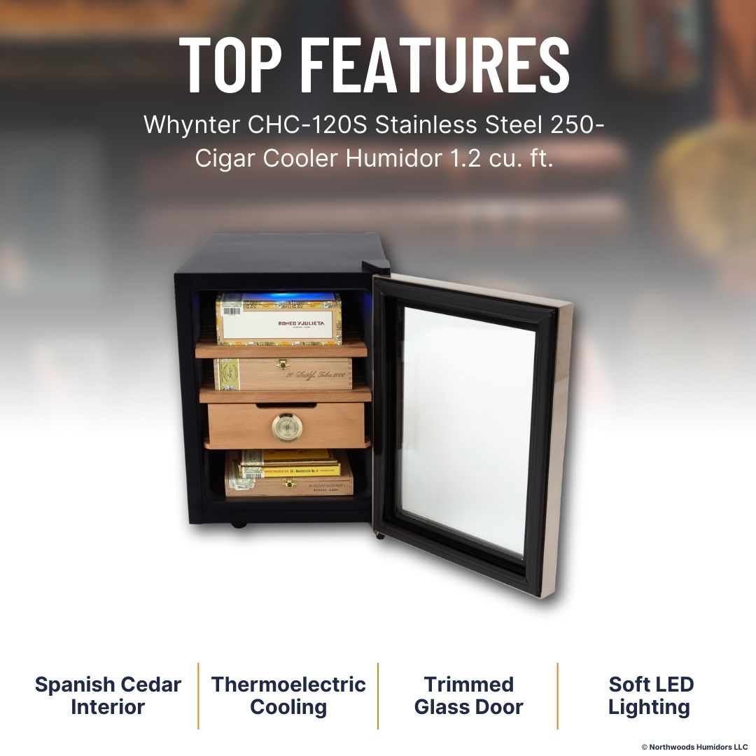 Whynter CHC-120S Stainless Steel 250-Cigar Cooler Humidor 1.2 cu. ft.