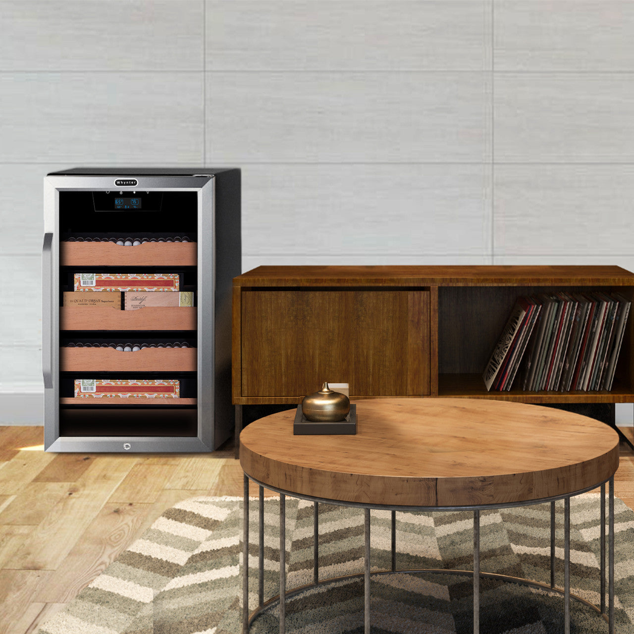 Whynter CHC-421HC Elite Touch Control Stainless 400-Cigar Cooler Humidor 4.2 cu. ft.  - Exterior Front Lifestyle