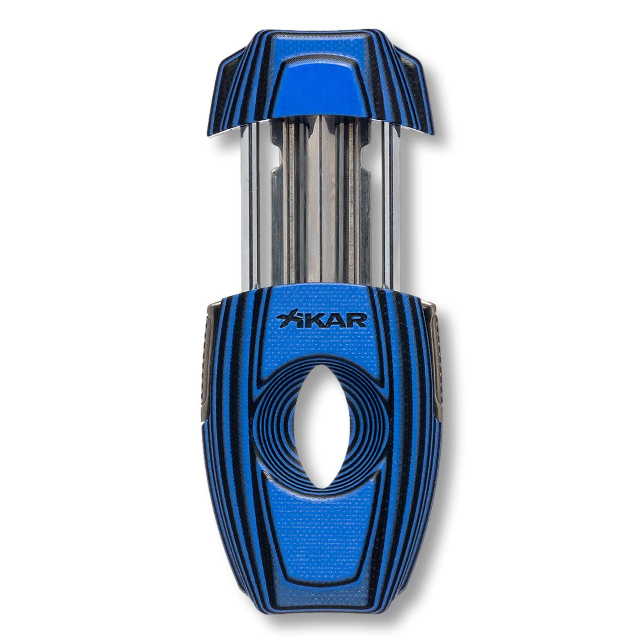Xikar VX2 G10 V-Cut Cigar Cutters - Blue - Front when Opened