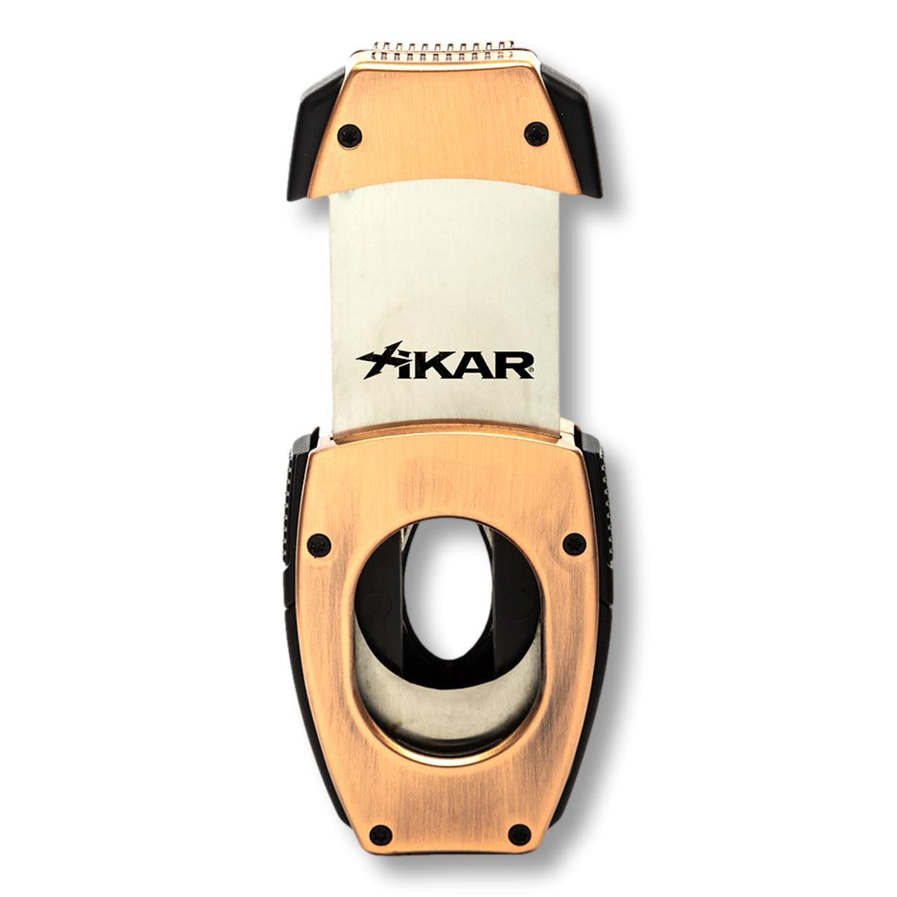 Xikar Flip Dual Straight & V-Cut Cigar Cutters - Bronze - Back Side when Opened