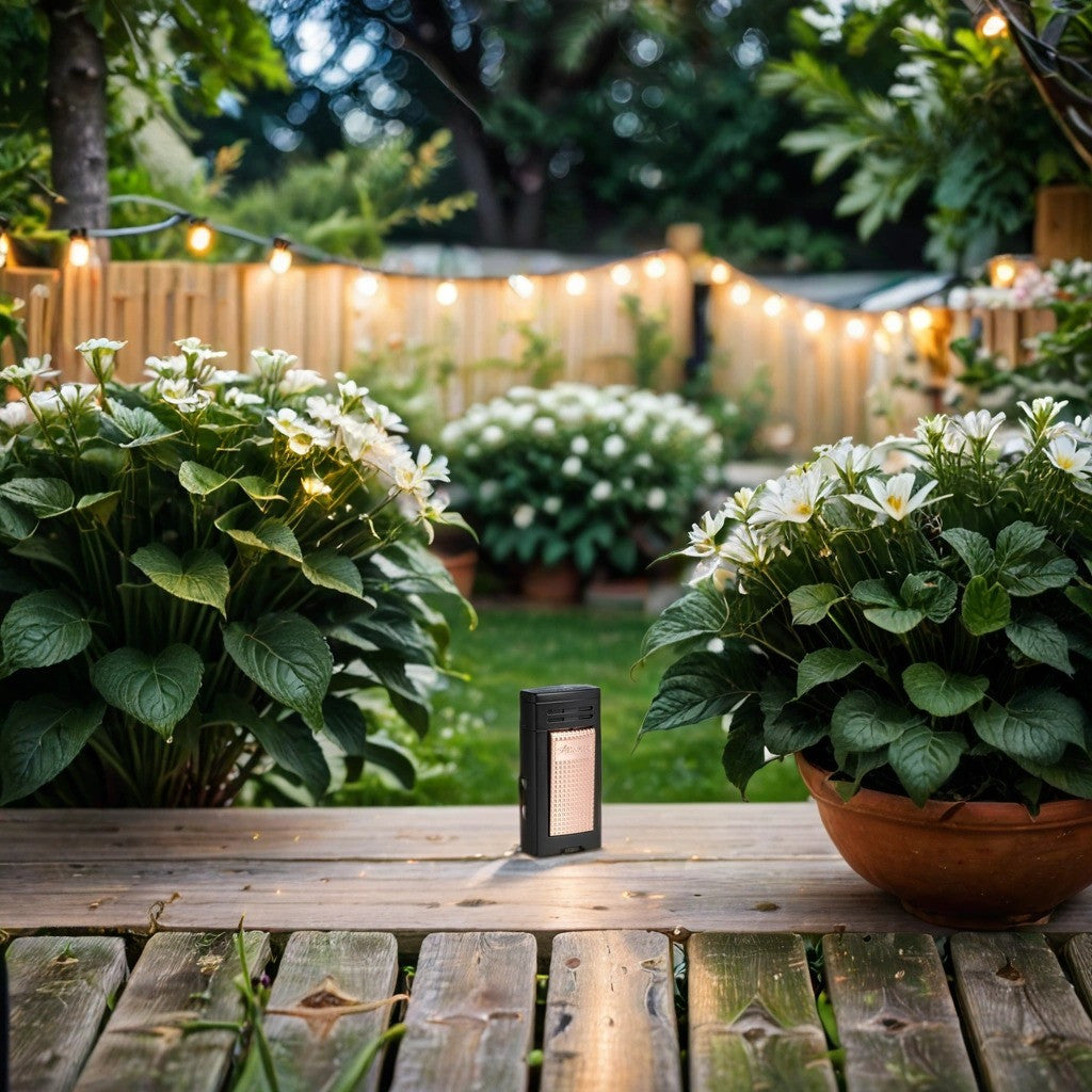 Xikar Ion Torch Flame Double Jet Cigar Lighter - Black And Rose Gold - Lifestyle