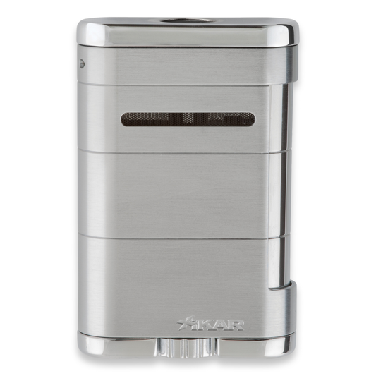 Xikar Allume Triple Table Top Cigar Lighter - Black - Exterior Front
