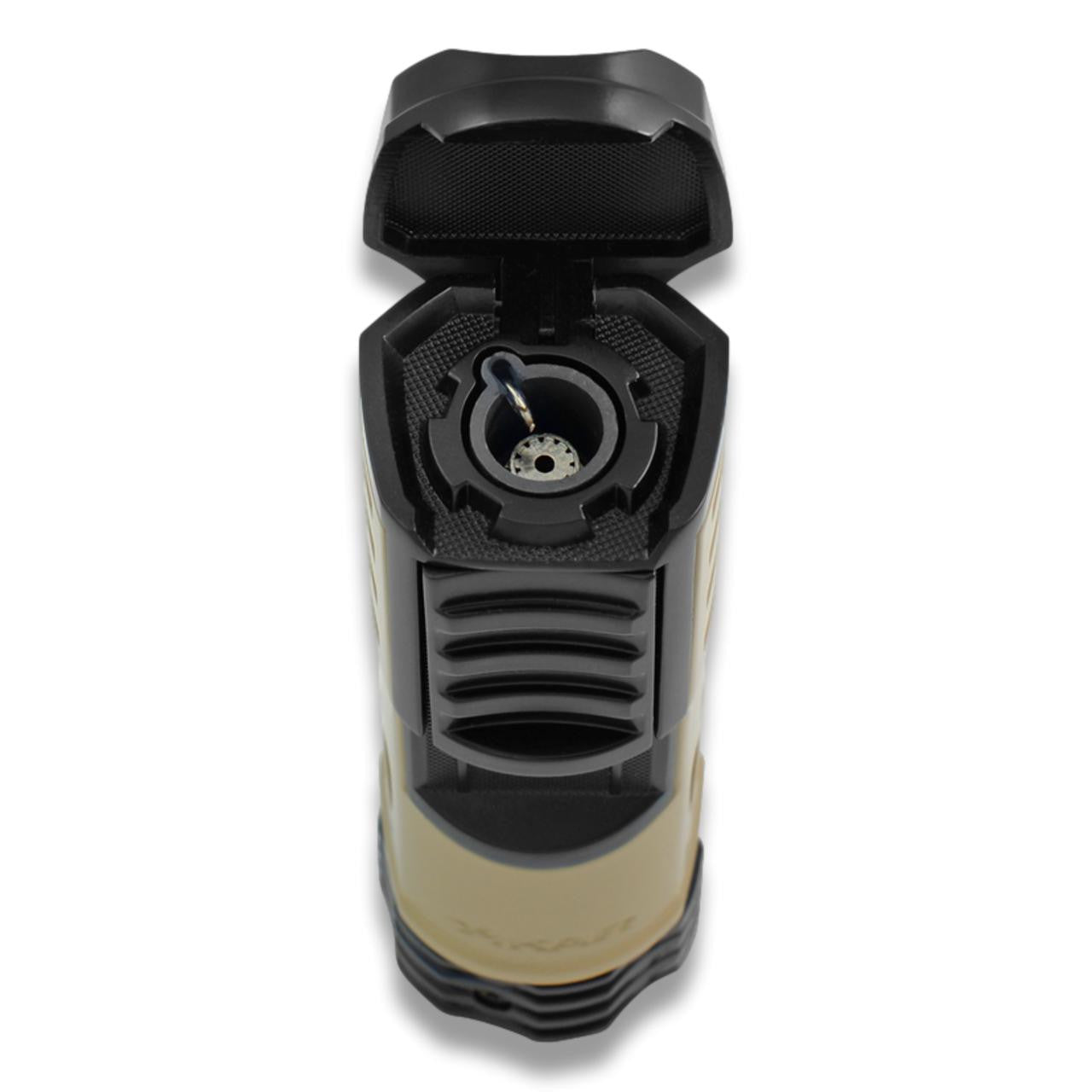 Xikar Tactical 1 Torch Flame Single Jet Cigar Lighter - Flat Dark Earth  - Lid Open