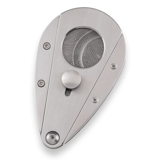 Xikar Xi3 Damascus Guillotine Cut Double-Blade Cigar Cutter - Silver - Exterior Front