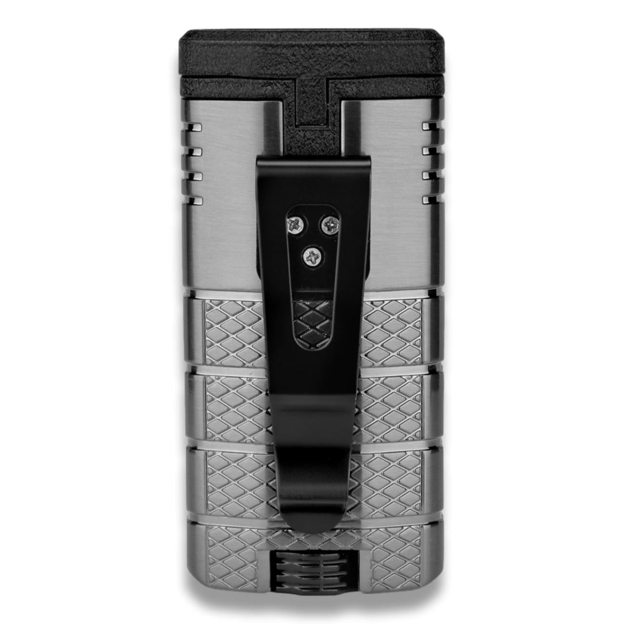 Xikar Tactical 3 Torch Flame Triple Jet Cigar Lighter - Gunmetal and Black - Back Side