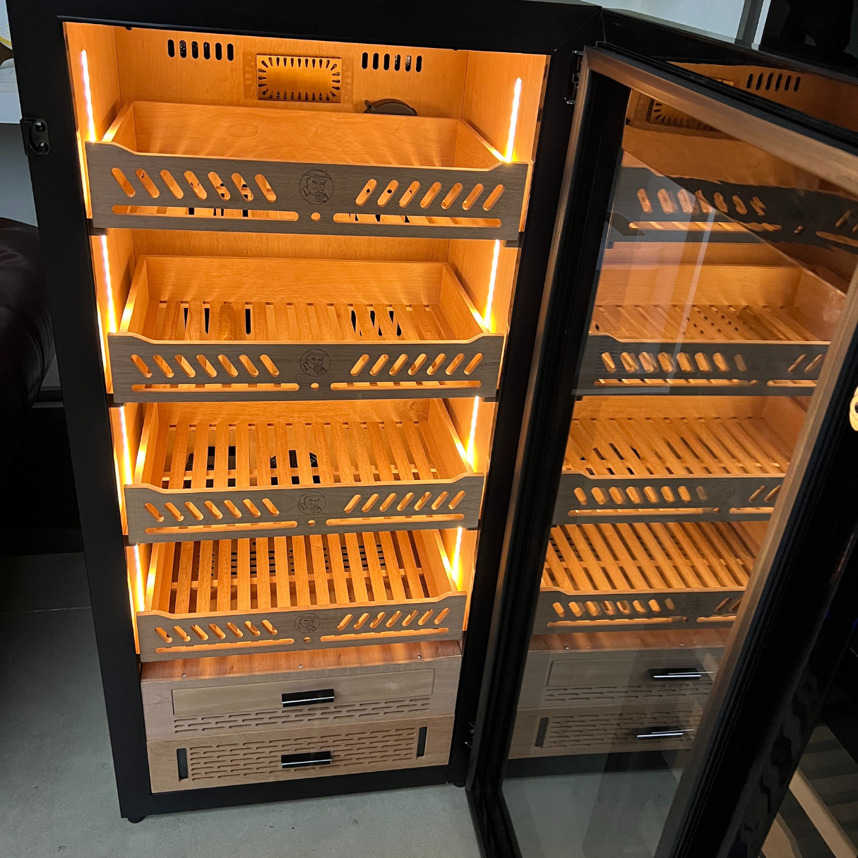 Yohtron YC-248 Premium Series Classic Black 1200-Cigar Electric Humidor - Open Door