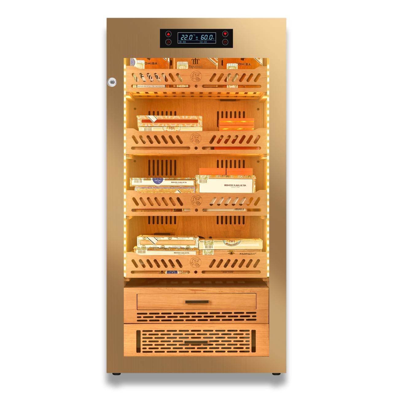 Yohtron YC-248G Premium Series Gold 1200-Cigar Electric Humidor - Front