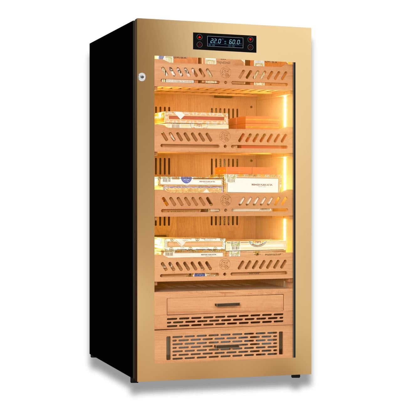 Yohtron YC-248G Premium Series Gold 1200-Cigar Electric Humidor -