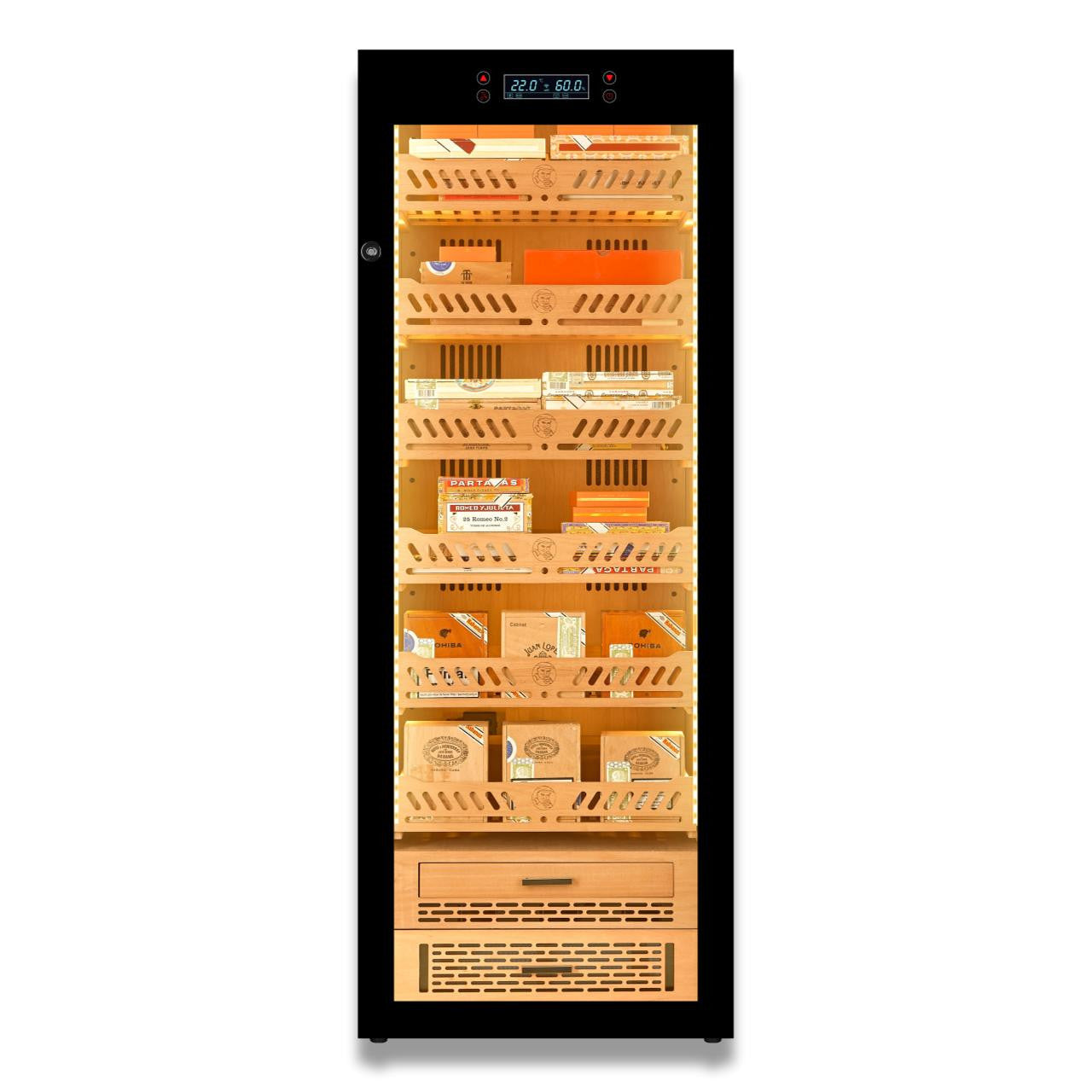 Yohtron YC-288 Premium Series Classic Black 1700-Cigar Electric Humidor - Front