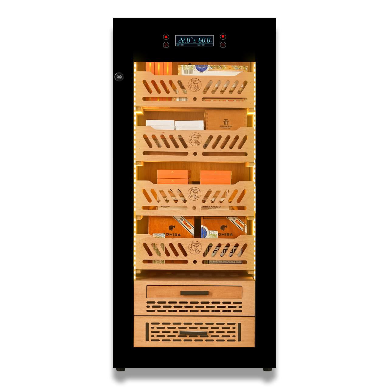 Yohtron YC-88 Premium Series Classic Black 450-Cigar Electric Humidor - Front