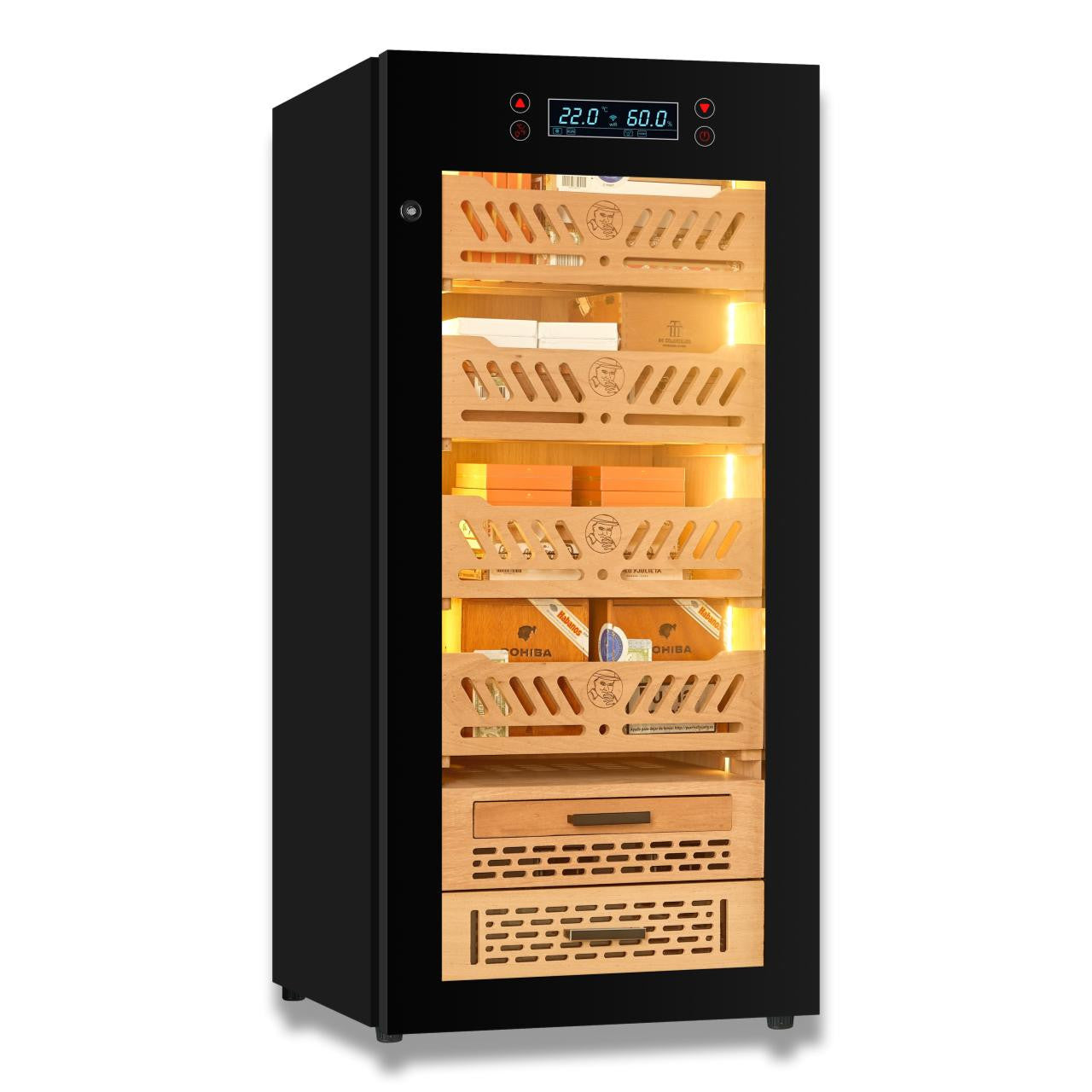 Yohtron YC-88 Premium Series Classic Black 450-Cigar Electric Humidor - Main Image