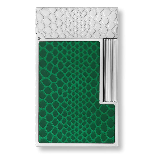 S.T. Dupont Green Snake Skin Line 2 Double Soft Flame Cigar Lighter - Front Side