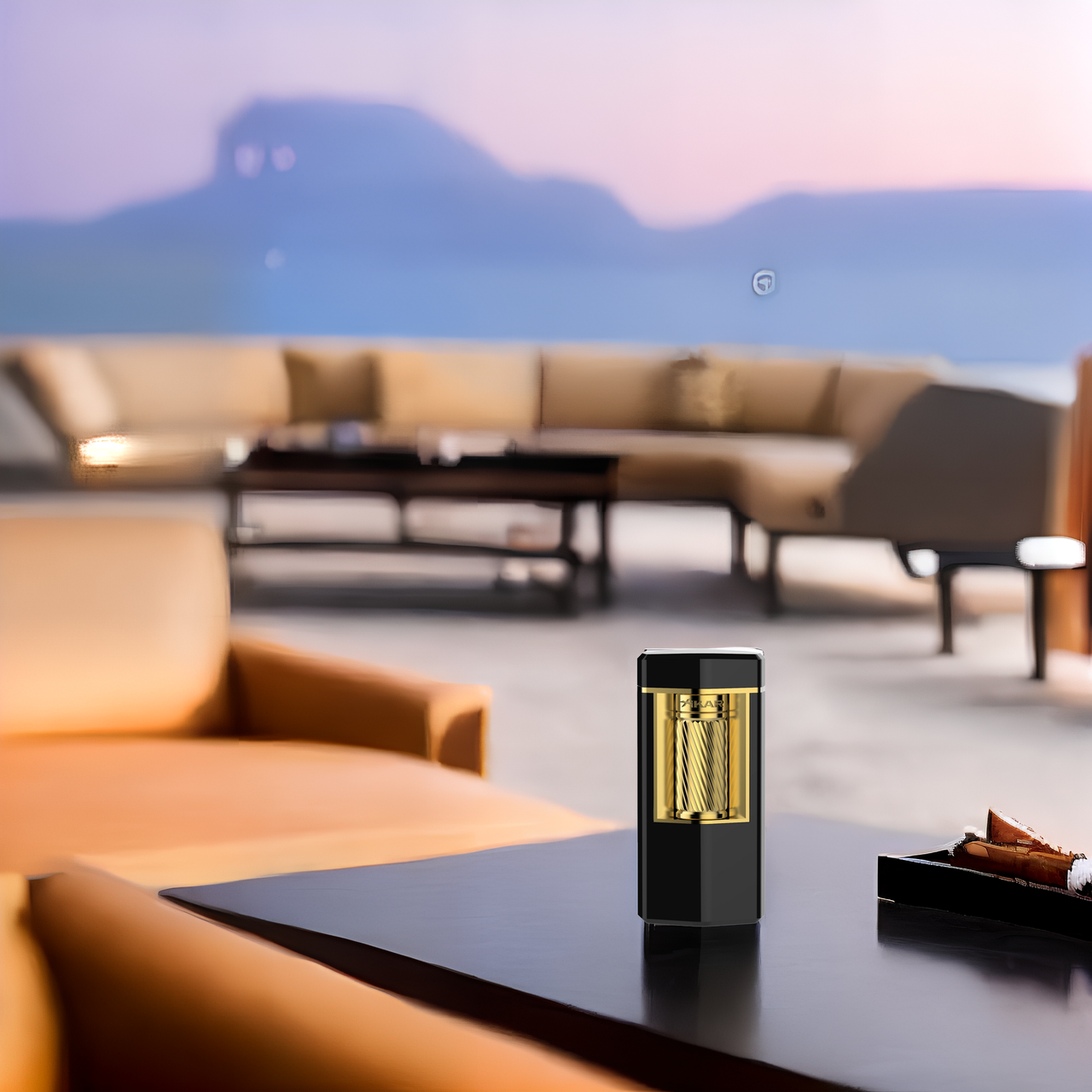 Xikar Meridian Triple Soft Flame Cigar Lighter - Black and Gold - Cigar Lounge