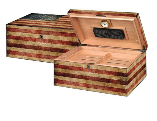 Old Glory Desktop Humidor with hygrometer and humidifier