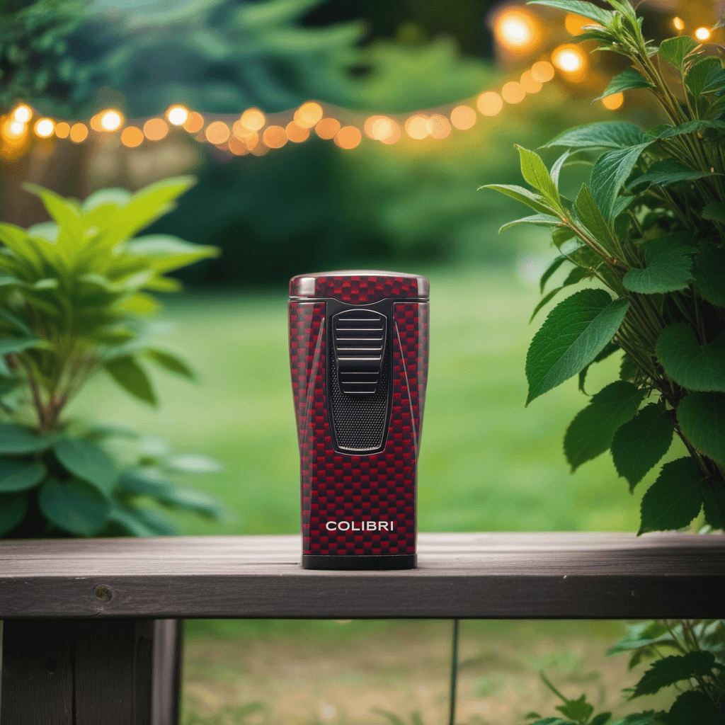 Colibri Monaco Torch Flame Triple Jet Cigar Lighter - Carbon Fiber Series - Red - Lifestyle