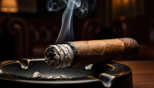 A cigar is sitting on top of a ashtray