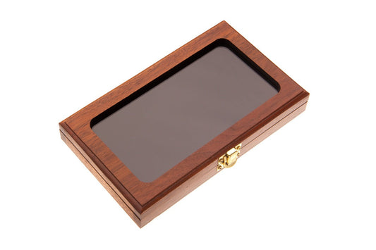 wooden box with a transparent glass