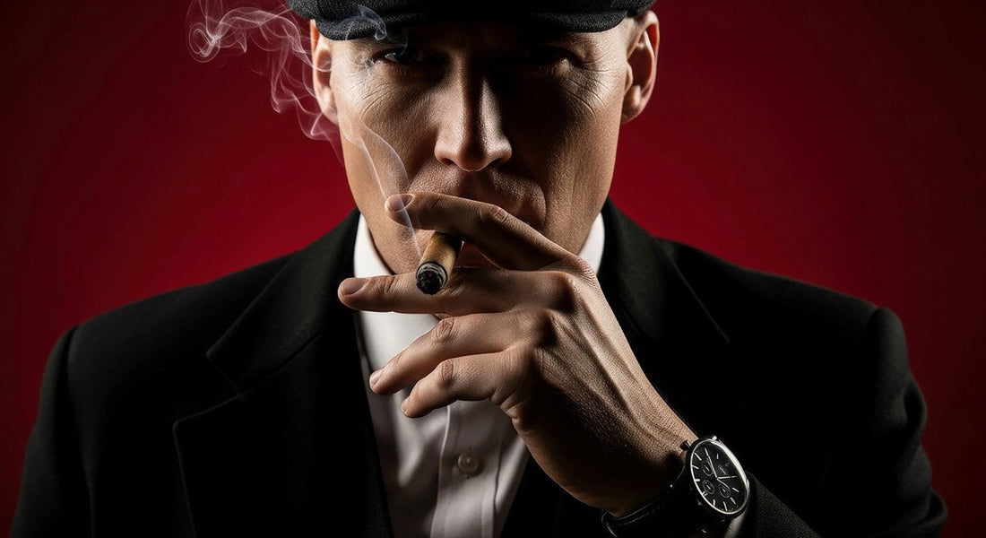 A man in a hat smoking a cigar