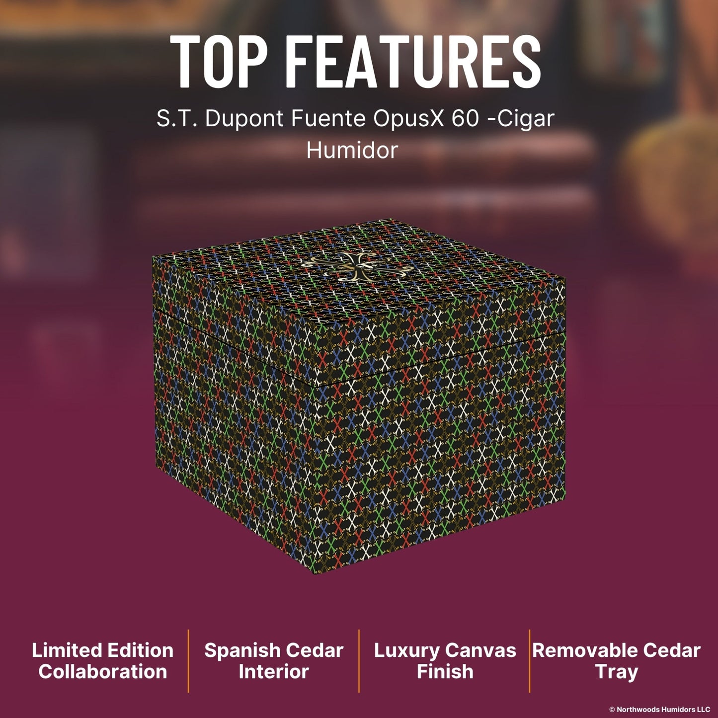 S.T. Dupont Fuente OpusX 60 -Cigar Humidor  - Top Features Image