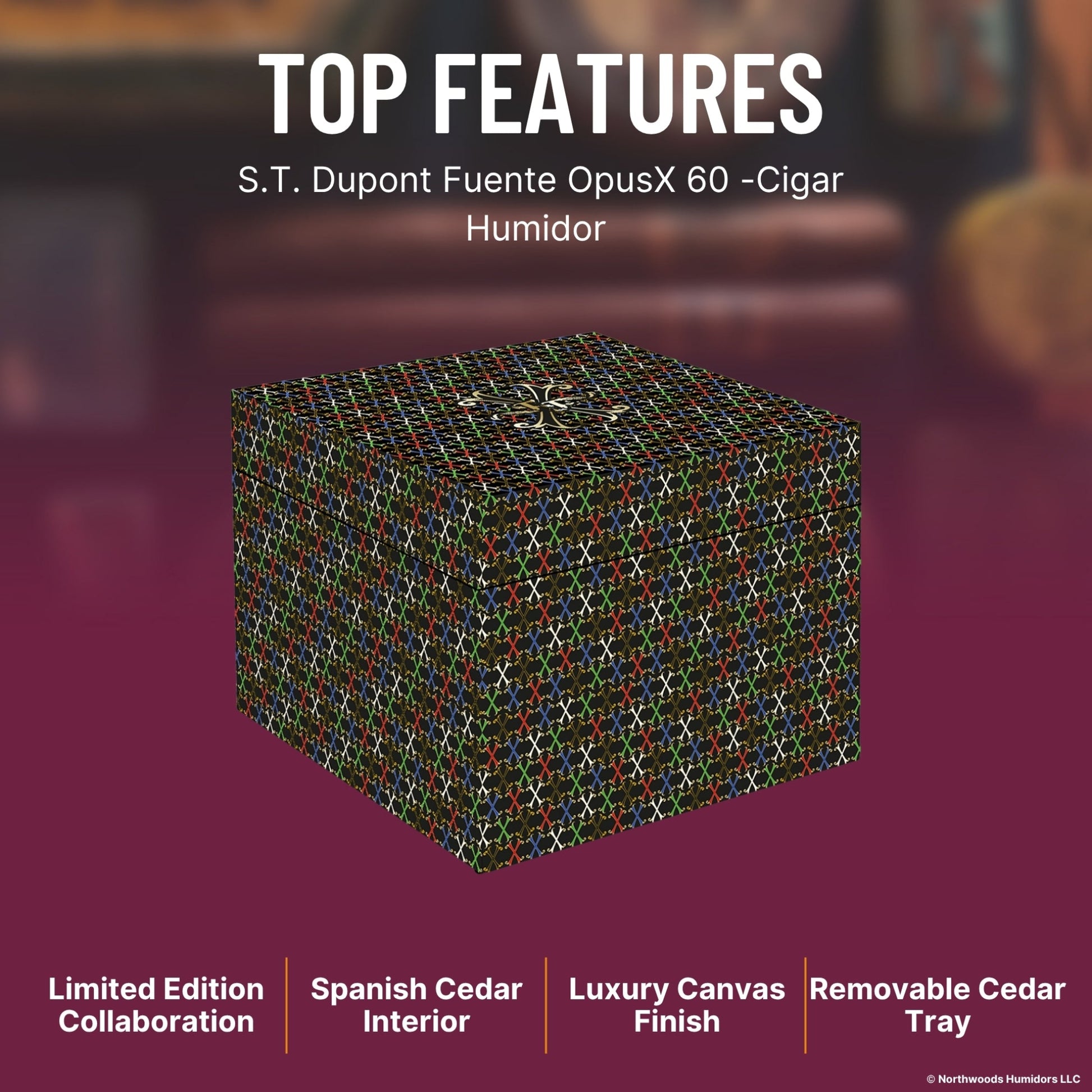 S.T. Dupont Fuente OpusX 60 -Cigar Humidor  - Top Features Image