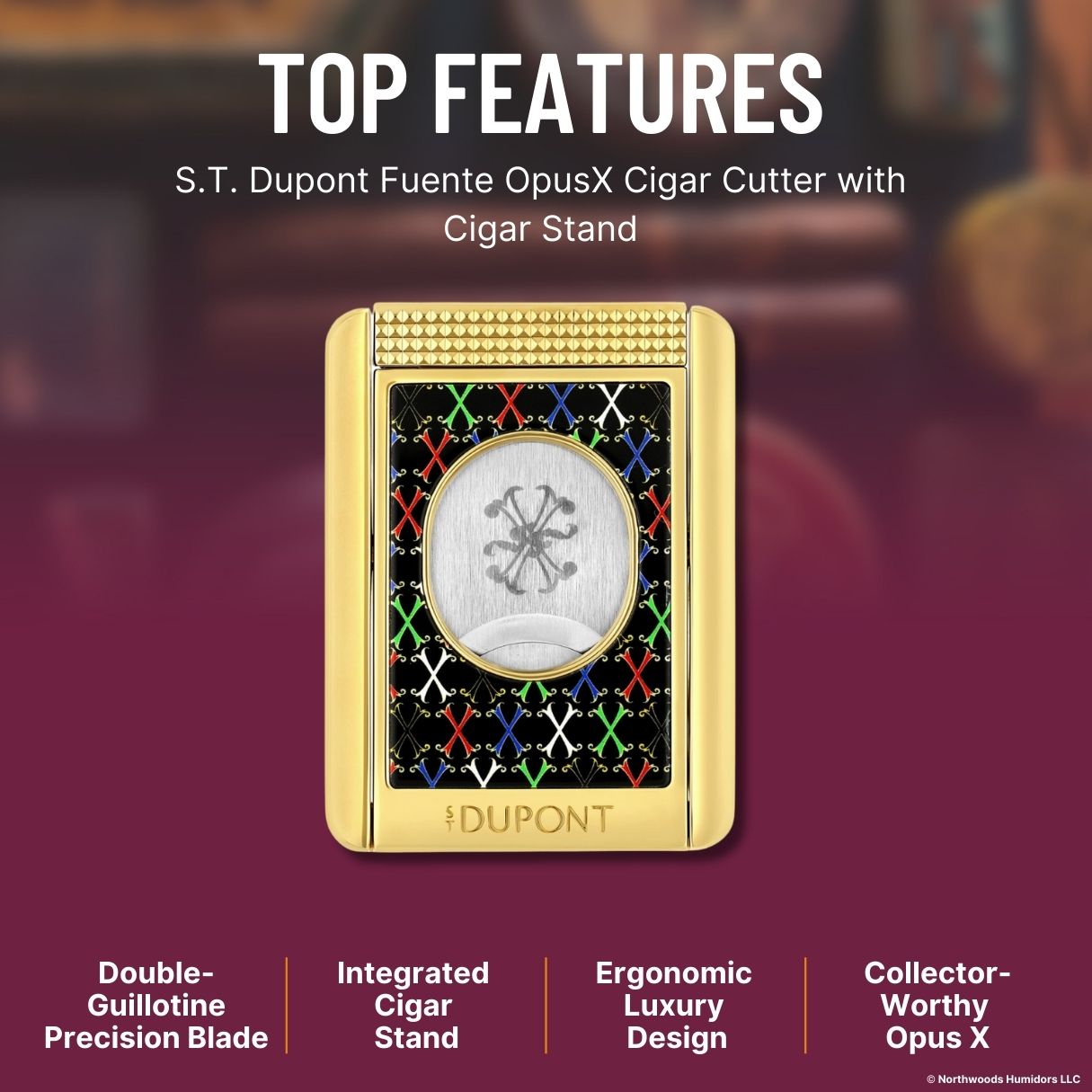S.T. Dupont Fuente OpusX Cigar Cutter with Cigar Stand - Top Features