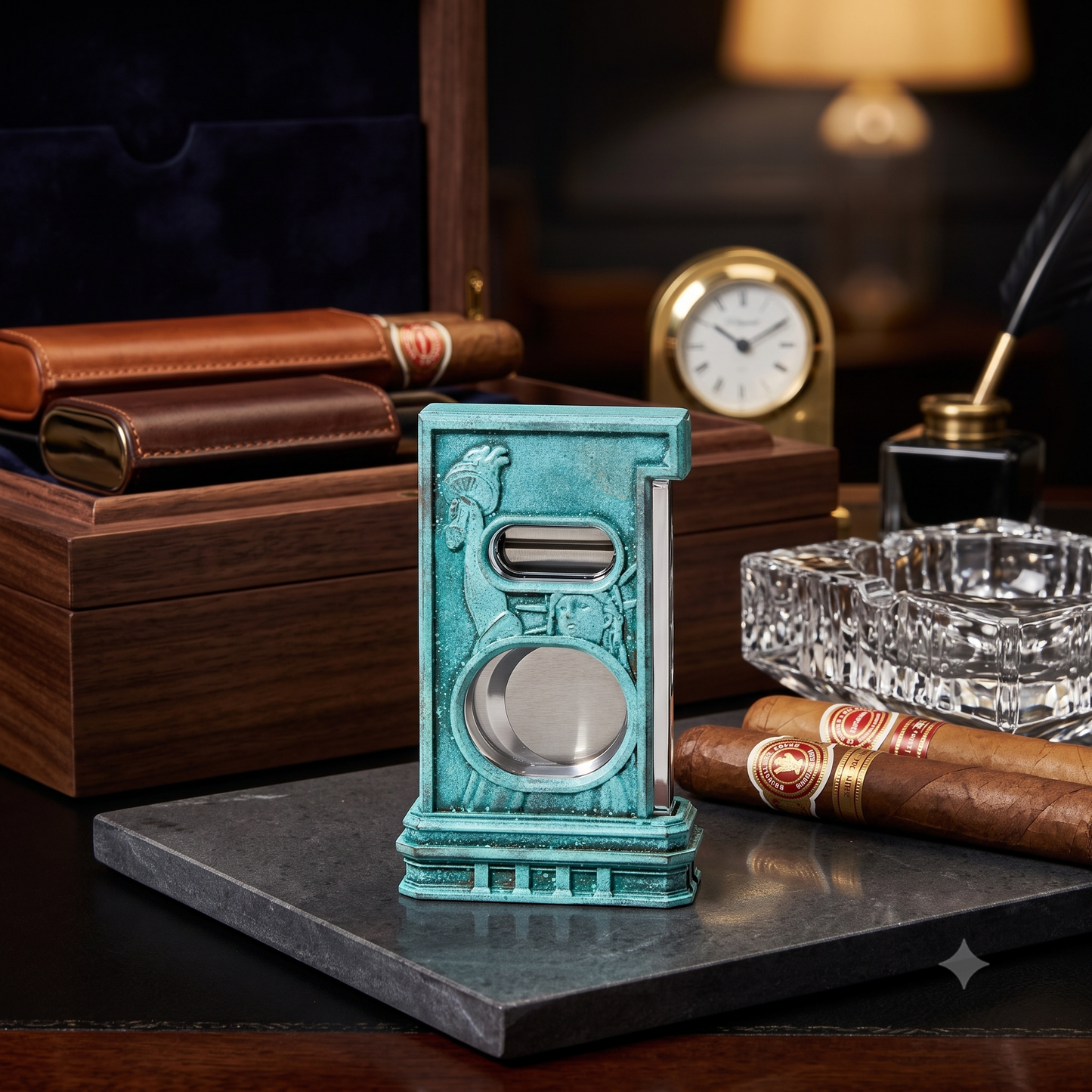 S.T. Dupont 250th Anniversary Haute Creation Statue of Liberty Double Blade Cutter - Lifestyle Image