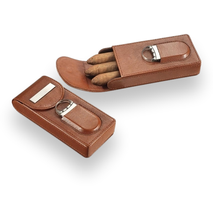 Visol Caldwell Leather 3-Finger Cigar Cases with Cutter